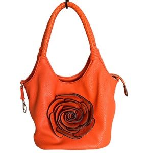 French orange 3D rose purse